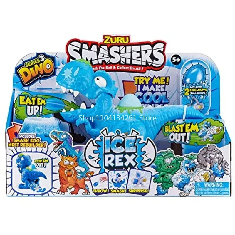 ZURU Smashers Dinosaurs Ice Age Ice Rex Playset Series 3 Tyrannosaurus Rex Playset Collectible Toys Boys Gift Sets for Kids