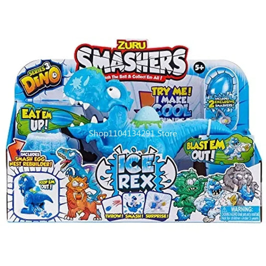 ZURU Smashers Dinosaurs Ice Age Ice Rex Playset Series 3 Tyrannosaurus Rex Playset Collectible Toys Boys Gift Sets for Kids