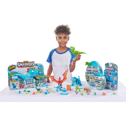 ZURU Smashers Dinosaurs Ice Age Ice Rex Playset Series 3 Tyrannosaurus Rex Playset Collectible Toys Boys Gift Sets for Kids