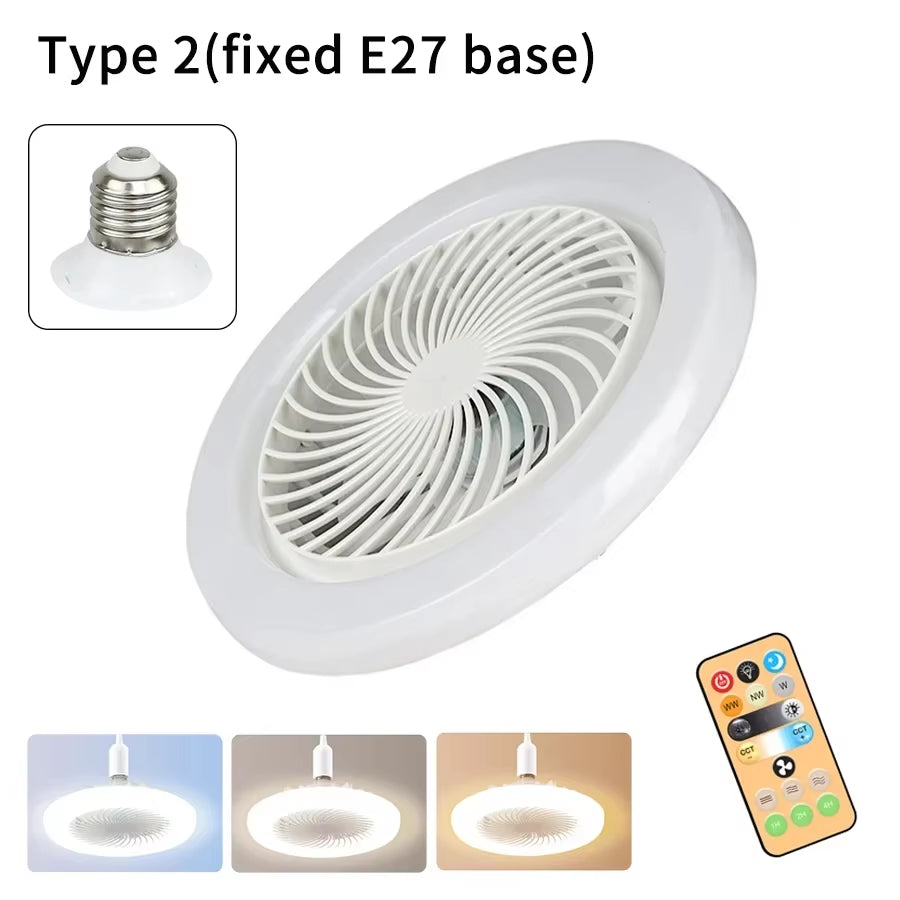 3-Speed LED Fan Light with Remote & Wall Control | E27 Screw Base | Bedroom Ceiling Fan Lamp