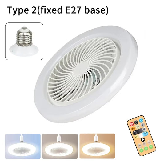 3-Speed LED Fan Light with Remote & Wall Control | E27 Screw Base | Bedroom Ceiling Fan Lamp